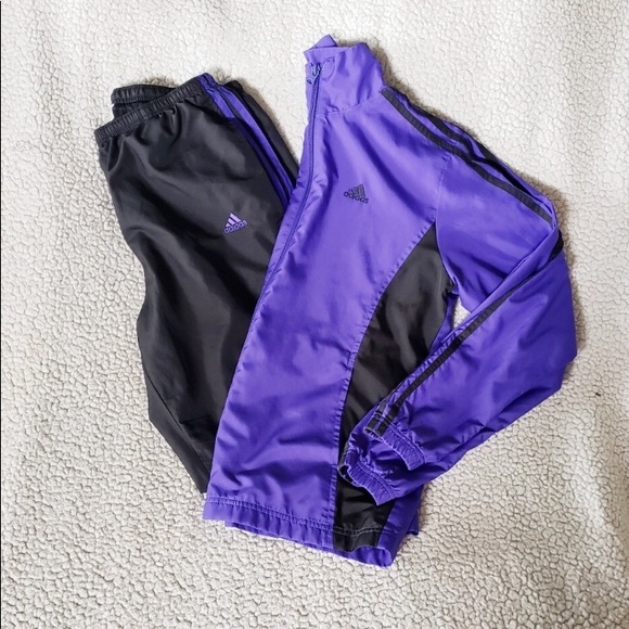 adidas Jackets & Blazers - Adidas Wind Track Suit, Black and Purple